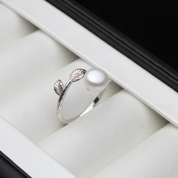 Módní přírodní sladkovodní černá perla prsten Větve tvar nastavitelný prsten pro ženy svatební dar