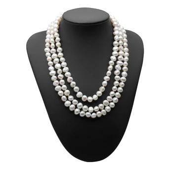 Módní Tři vrstvy Pearl Náhrdelník, 8-9MM černá Přírodní sladkovodní Pearl Náhrdelník Barokní Perlové Šperky pro Ženy