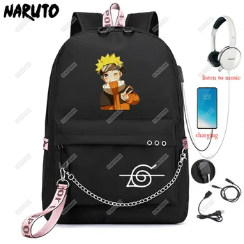 Naruto Akatsuki Mochila Batoh Pro teenagery, Děti, Dívky, Chlapci Studentů Školy, USB Tašky Notebook Chlapci Taška přes Rameno Cestovní Batoh