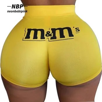NEONBABIPINK Žena Šortky Plus Velikosti Kalhotky Spandex Candy Snack Booty Šortky Dámské Oblečení 2020 Dropshipping N90-AH15