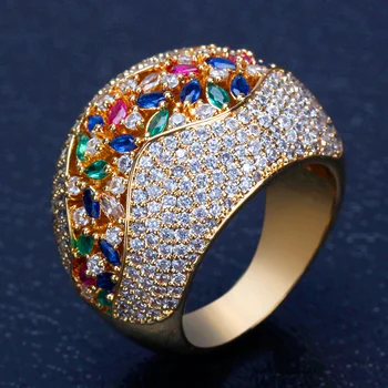 Nevěsta Mluvit Luxusní Super Velké Kroužky, Zpevněné Zirconia Mosazné Šperky Příslušenství Zásnubní Svatební Crystal Lesklý Prsten Pro Ženy Dárek