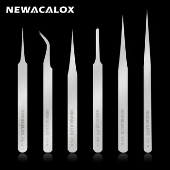 NEWACALOX 6pc FTS Pinzety Kit z Nerezové Oceli, Anti-statický Non-magnetické Pinzety pro Laboratoře, Šperky, Pracovní Nástroje, Přesné Pinzety