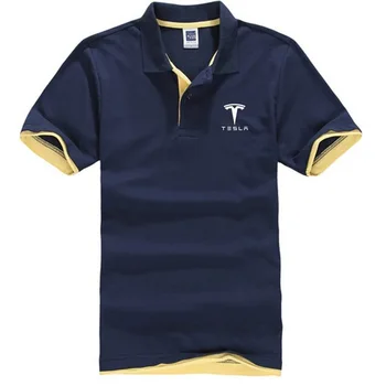 NOVÁ Tesla tisk Bavlna Muži Polo Košile jednobarevné Krátký Rukáv Slim Prodyšné Slavných Mužů T Košile Mužské Topy svetr