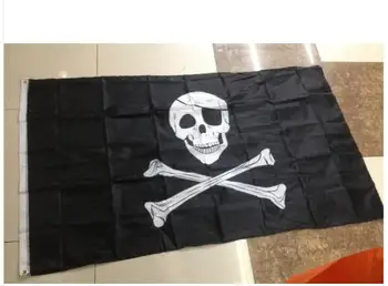 NOVÉ 90 × 150 cm 3x5FT Lebka a zkřížené Hnáty Šavle Meče Jolly Roger Pirátské Vlajky S Průchodky Dekorace Nejlepší Deal1pcs