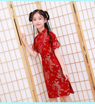 Nové Děti Cheongsam Šaty Vintage Čínský Styl Tradiční Holčička Šaty