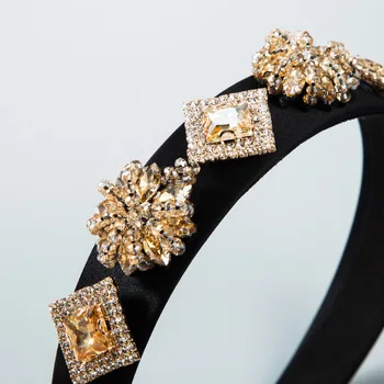 Nový Barokní Geometrické diamond kamínky čelenka Crystal Čelenky pro Ženy Vlasové Doplňky Široký Boční Vlasy Band