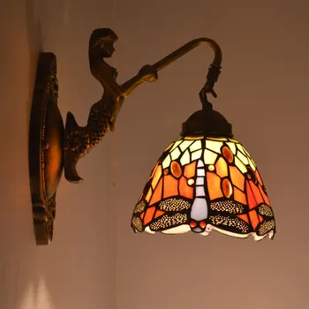 Nástěnné Svítidlo Vážka vitráží Stínidlo nástěnného Svícnu Noční Koupelny zrcadlová Skříňka Svítidla E27 110-240V