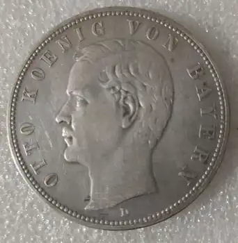 Německo, 5 Mark Král Otto Bavorský Starý Pravé Stříbro Původní Mincí, Sběratelských Mincí, Evropa