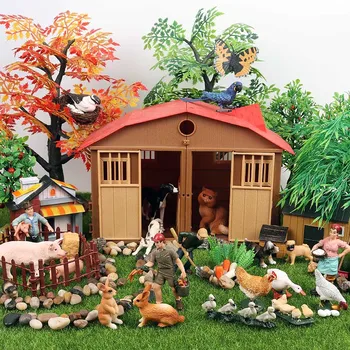 Oenux Krásné Farmě Rodiny Model, Akční Figurky Zemědělec, Kráva, Slepice, Kůň, Prase, Drůbež, Zvířata Figurka Miniaturní Vzdělávací Děti, Hračky