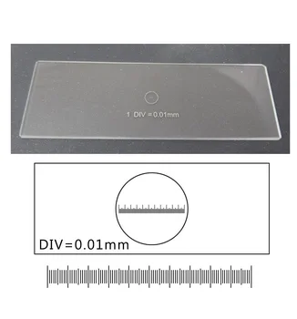 Optické Sklo Kalibrace Pravítko Mikroskopu Okuláru Zaměřovače Mikrometr Kalibrační Snímky DIV 0,1 mm 0,2 mm 0,05 mm 0,01 mm Mikrometr