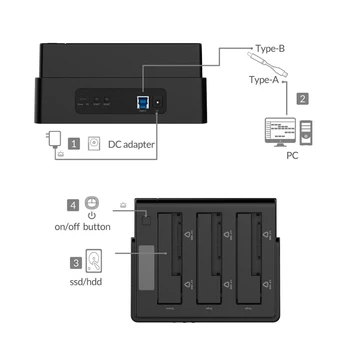 ORICO 3-Bay USB 3.0 HDD dokovací Stanice pro 2.5 3.5 palcový SATA Pevný Disk HDD Podpora Klon S 12V5A Napájení Adaptér Podpora 18 TBC