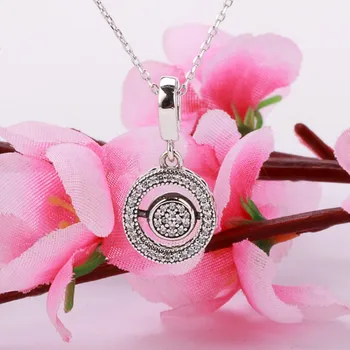 Originální 925 Sterling Silver Nový Styl Přívěsek S Crystal Otočné Srdce Fit Pandora Ženy, Náramek & Náhrdelník Diy Šperky