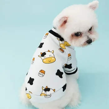 Pet Pes Oblečení Kráva Oblečení Psy Mikiny Super Malé Oblečení Roztomilé Mléko Tisk Podzimní Zimní Kreslený Legrační, Casual Ropa Perro
