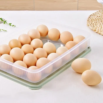 Plastové Vajíčko box kuchyň vejce úložný box 24 Grid Vejce držák Stohovatelné mrazáku organizátoři vejce skladovací Kontejner zelené