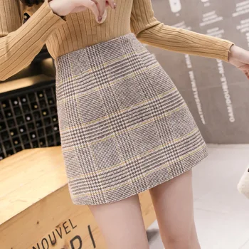 Plus Velikost Retro Kostkované Sukně Pro Ženy 2020 Preppy Styl Podzim A V Zimě Vysoké Pasu Mini Sukně Pro Dívky Korejská Falda Mujer