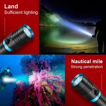 Potápění LED Svítilna Dobíjecí usb 18650 Baterie, Baterky Výkonný LED blesk světlo Pod Vodou Rybaření lov pochodeň