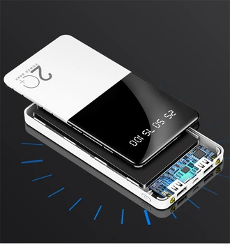Power Bank 20000mAh Pro iPhone, Samsung, Xiaomi Powerbank Externí Baterie Přenosné Mobilní Telefon, Nabíječka Super Slim Poverbank