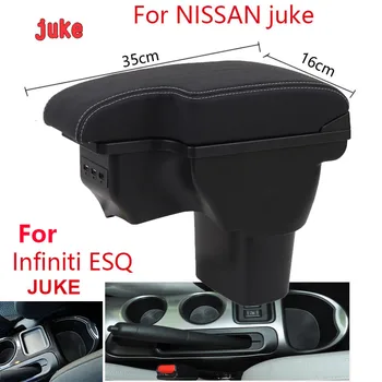 Pro NISSAN juke Loketní opěrka box Pro Infiniti ESQ Auto loketní opěrka 2010-2019 příslušenství, vnitřní úložný box Dodatečná montáž dílů USB LED