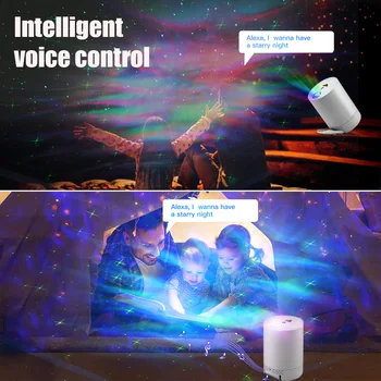 Projekční Lampa Galaxie Hvězdnou Oblohu Projektor Noční Světlo Bluetooth/Hlasové Dálkové Ovládání Star Projektor Luminaria pro Dítě Pokoj