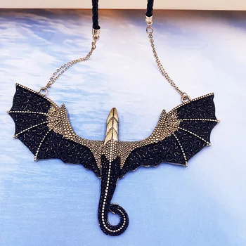 Punk Retro Gothic Šperky Starožitné Černé Zlato Dragon Přívěsek Náhrdelník Vintage Pterosaur Charm Náhrdelník Ženy, Muže, Dárek Drop Loď