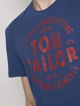Pánské tričko Tom Tailor světlé letní vesta na každý den, módní s potiskem s nápisem krásná práce sportovní měkké bavlněné pohodlné barevné mládeže lehkostí ležérní Fitness V krku Nadrozměrné t-shirt T