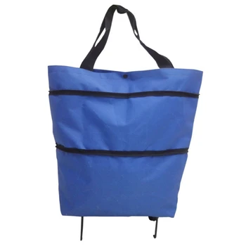 Přenosný Nákupní Vozík Bag Oxford Skládací Tote Bag Nákupní Košík Opakovaně Nákupní Tašky Kola Válcování Nákupní Organizátor M