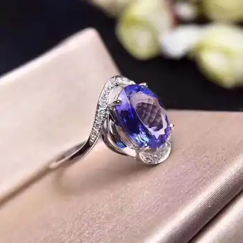 Přirozený A Skutečný Tanzanite luxusní prsten prsten doprava Zdarma drahokam 925 sterling silver Jemné šperky