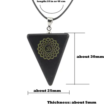 Přírodní obsidián 7 čakra Přívěsek charakteristické Módní šperky design vyřezávané Čakra trojúhelník Náhrdelník kámen Reiki Léčení