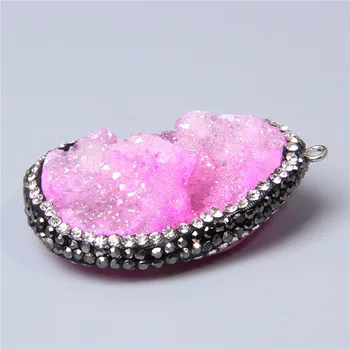 Přírodní rose pink quartz crystal Stone Přívěsek agat Druzy kyvadla, Přírodní kámen, léčivé kouzlo Náhrdelník šperky přívěsky