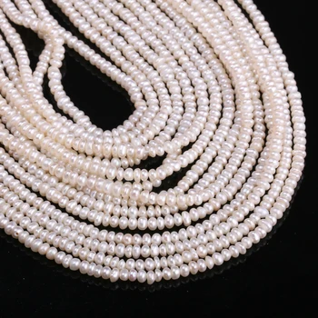 Přírodní Sladkovodní Kultivované Perly, Korálky Oblate Volné Distanční Korálky pro Ženy, Šperky Náramek DIY Náhrdelník, 13 Palců