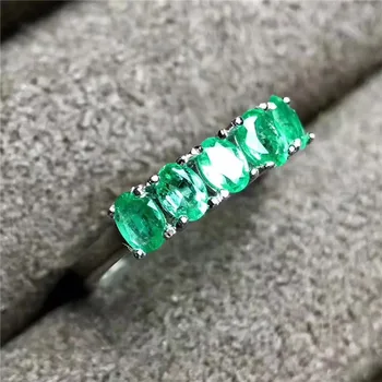 Přírodní smaragd prsten pevné 925 sterling silver smaragd prsten, kolo, přírodní smaragd kameny, prsten, jednoduchý design prsten