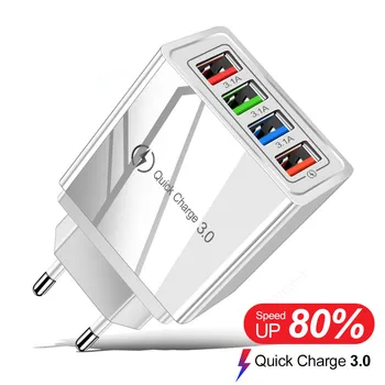 QC 3.0 fast charge 4 USB multi-port 5V/9V/12V inteligentní a cestovní nabíječka mobilních telefonů AMERICKÉ předpisy Evropské normě 3A rychlé nabíjení