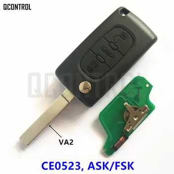 QCONTROL 3BT Dálkové Flip Klíč pro PEUGEOT 407 807 308 307 207 CC SW Expert Partner Automatické Zamykání (CE0523 ZEPTAT/FSK, VA2)