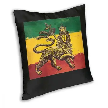 Rasta Vlajky Hodit Polštář Kryt Polyester Polštář Reggae Lion Rastafariánství Na Jamajce Vtipné Pillowcover Domova