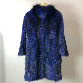 Real silver fox kožešiny kabát,přírodní fox kožešiny kabát ženy kožešiny kabát fox， Vlny pletené vložky,stylový stojan límec 2019 QD.YISHANG