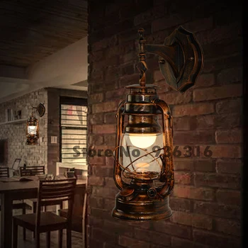 Retro Vintage Petrolej nástěnné svítidlo ložnice noční nástěnné svícen z Tepaného Železa, skla, restaurace, bar uličky svítidlo