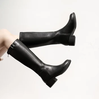 REVT Dámské Boty new příjezdu podzim zima sametové 4 cm vysoký podpatek lady dívky boty Britský styl knight boty ženské velké velikosti