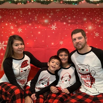Rodina Odpovídající Vánoční Pyžamo Set Xmas Cartoon Bear Tisk Dospělé Muži Ženy Dítě Oblečení Na Spaní Rodina Vypadat Noční Prádlo Oblečení Oblečení