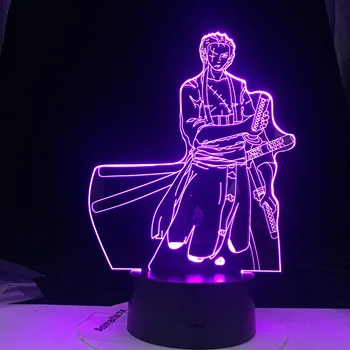 Roronoa Zoro 3D Noční Lampa Hot Anime světlo Jeden Kus 7 Barev Starosti Doma Dítě Spát Tabulka Narozeniny Lava Lampa Dropshipping