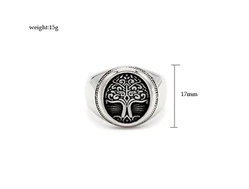 Ročník Strom Života Pečetní Prsten pro Muže z Nerezové Oceli Vánoční Stromky Nordic Viking Amulet Prst Mužské Šperky