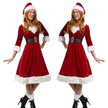 Sada 4ks Vánoční Kostým Ženy Vánoční Kostým Dívka, Elf, Maškarní Vánoční Cosplay Party Kostým pro Dospělé