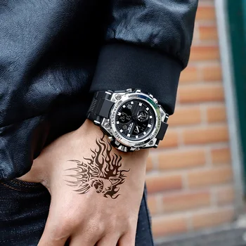 SANDA Náramkové Hodinky Muži Top Značky Luxusní Náramkové hodinky Slavné Duální Displej Mužské Hodinky Pro Muže Hodiny Vodotěsné Relogio Masculino