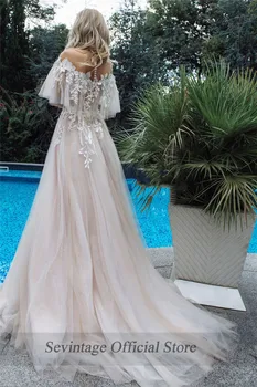 Sevintage Rukávky Boho Svatební Šaty 2021 Krajka Nášivka Svatební Šaty Illusion Back Princezna Svatební Šaty Plus Velikost