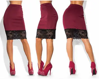 Sexy Ženy Formální Vysokým Pasem Krátké Krajkové Mini Sukně Tužka Sukně Červená Černá Sukně