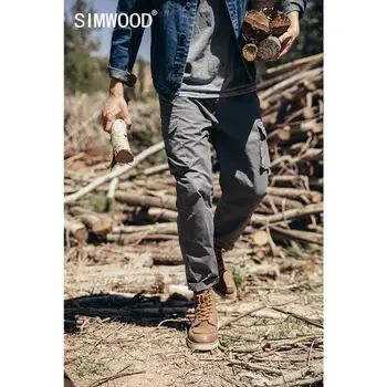 SIMWOOD 2020 Podzim Cargo Kalhoty Muži Vintage Volné Zúžené Bavlna Oděv Prát Kalhoty Plus Velikosti Oblečení Značky SJ121042