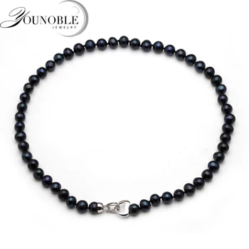 Skutečný přírodní sladkovodní kulaté černé perlový náhrdelník,moderní výročí dárek k narozeninám náhrdelník perlový náhrdelník ženy