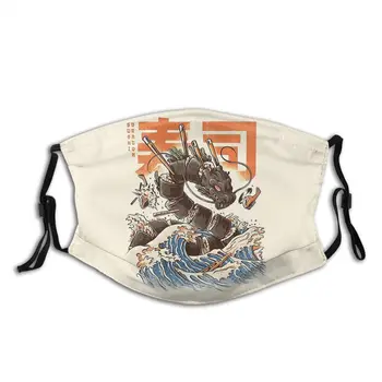 Skvělé Sushi Dragon Opakovaně Úst, Obličeje, Maska Retro Japonské Kanagawě Anti-Opar Masky S Filtry Na Ochranu Maska, Respirátor