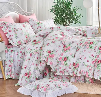 SLADKÉ růžové květinové povlečení sada, dvojče, plné, královna, král bavlněné romantické jednolůžkový dvoulůžkový domácí textilní přehoz, polštář deka kryt