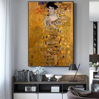 Slavný Obraz Gustava Klimta Dáma Ve Zlatém Reprodukce, Dekorace, Plakáty A Tisky Obývacího Pokoje Home Dekor Wall Art Obraz