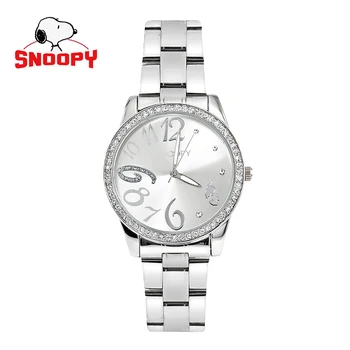 Snoopy hodinky módní ležérní ženy hodinky z nerezové oceli dámské hodinky, dětské hodinky Odolné vůči Vodě Quartz Náramkové hodinky